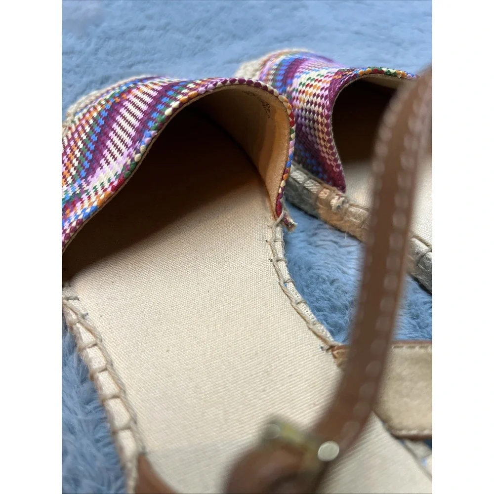 TALBOTS Espadrilles IZZY D'ORSAY Closed Toe‎ Ankle Strap Woven Madras Flats S 8